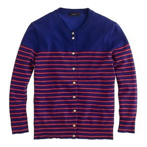 J. Crew Jackie Striped Cardigan W/ Anchor Buttons